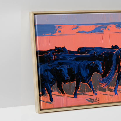 Desert Drover - artwork detail in a natural float frame