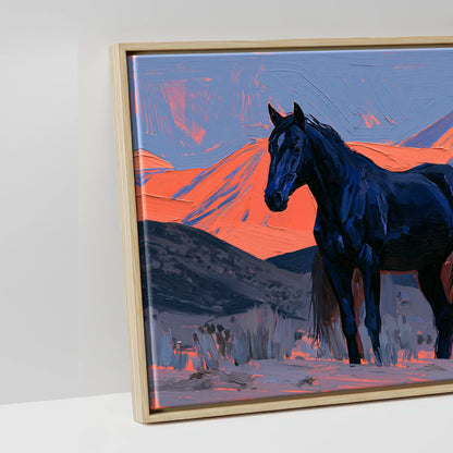 Horses of the Painted Ridge - artwork detail in a natural float frame