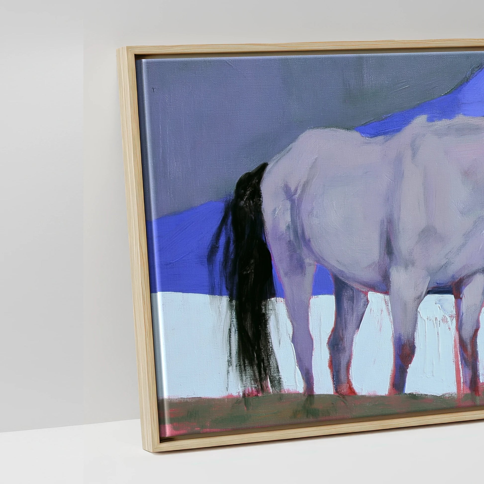 Cobalt and Shadow - artwork detail in a natural float frame