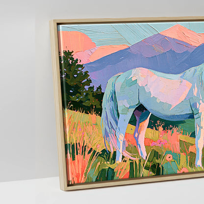 Vibrant Alpine Dawn - artwork detail in a natural float frame