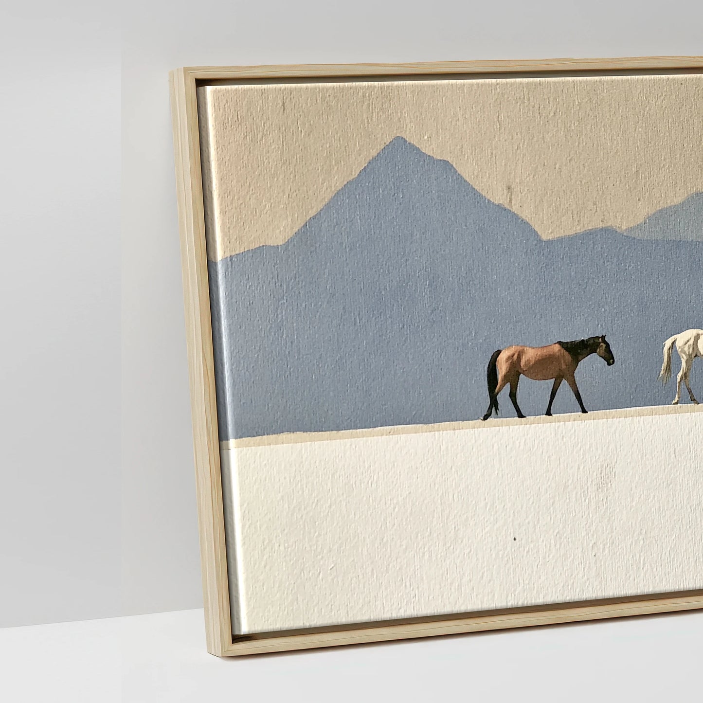 Journey Beneath Azure Peaks - artwork detail in a natural float frame