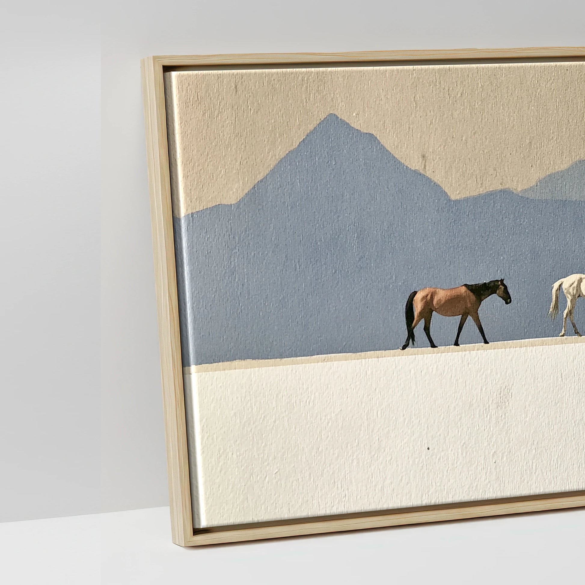 Journey Beneath Azure Peaks - artwork detail in a natural float frame