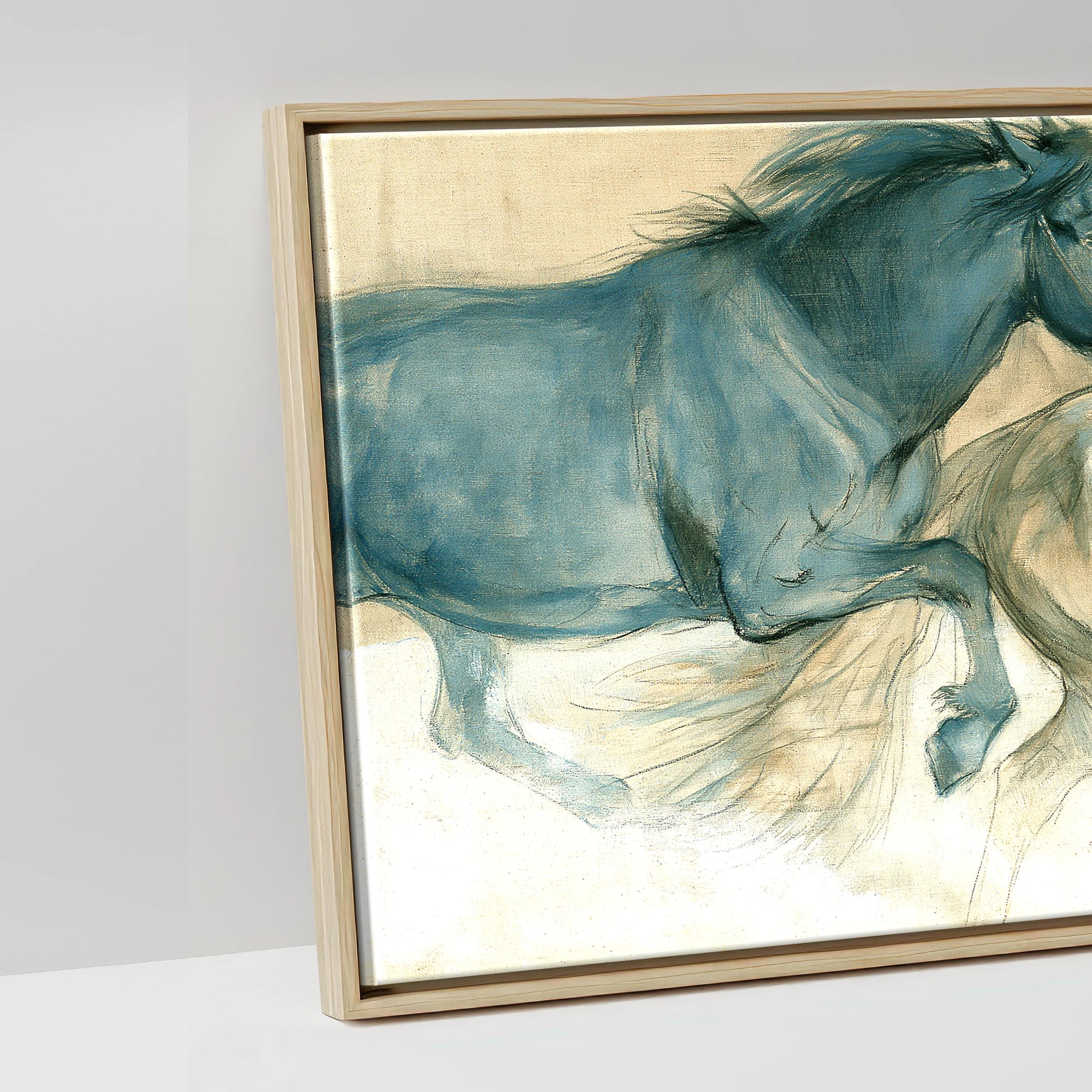 The Three Strides - artwork detail in a natural float frame
