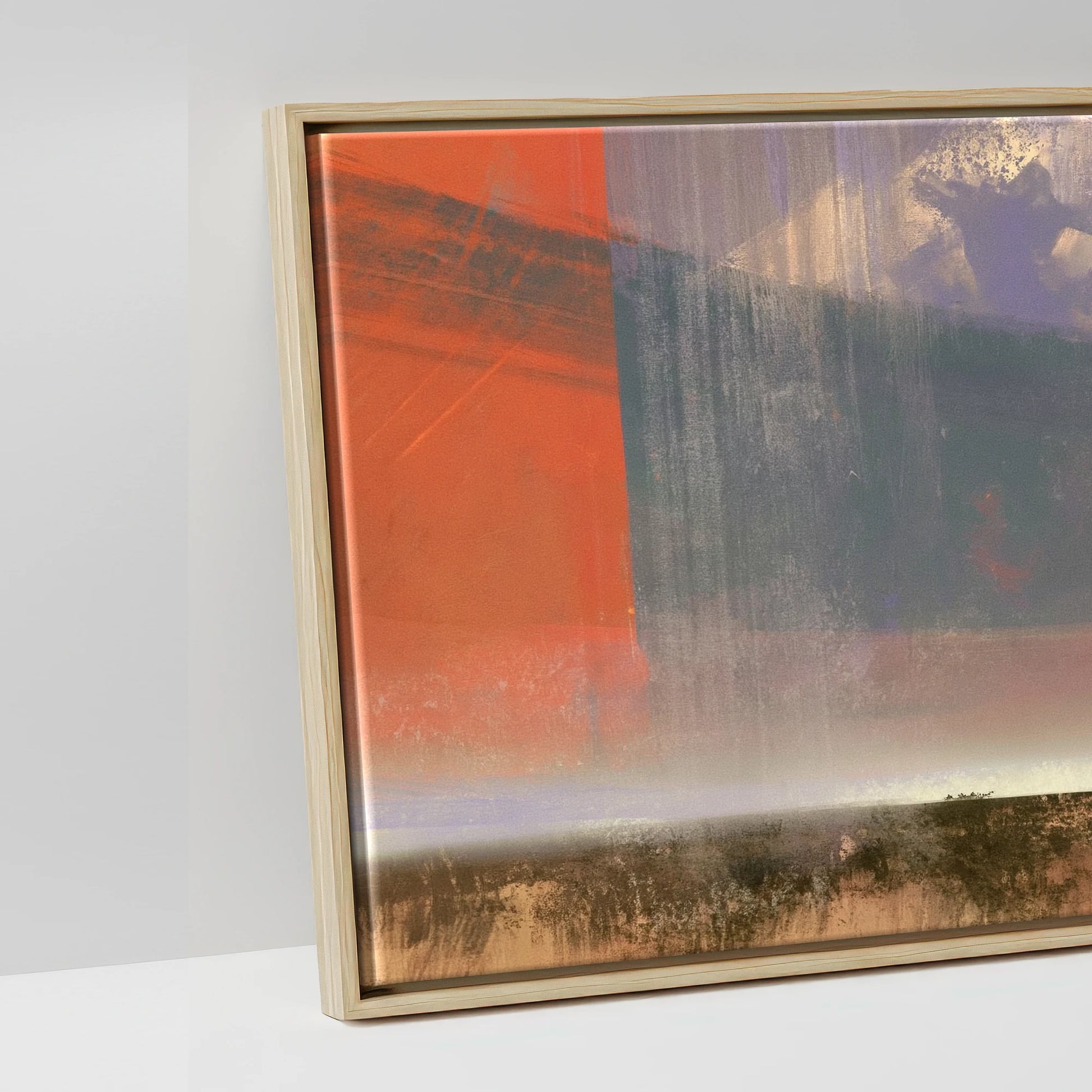 Sienna and Violet Haze - artwork detail in a natural float frame