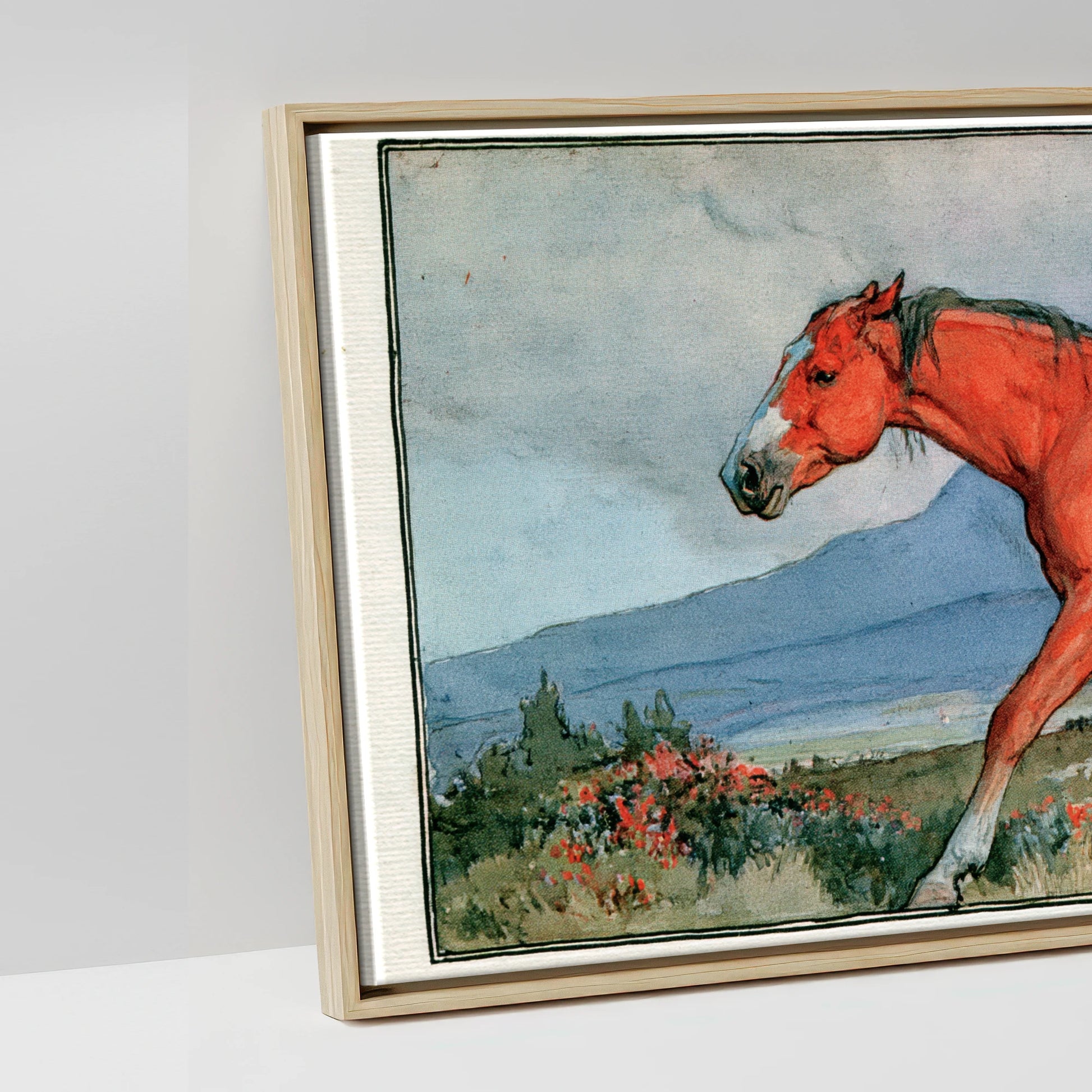 Mountain Wanderer - artwork detail in a natural float frame