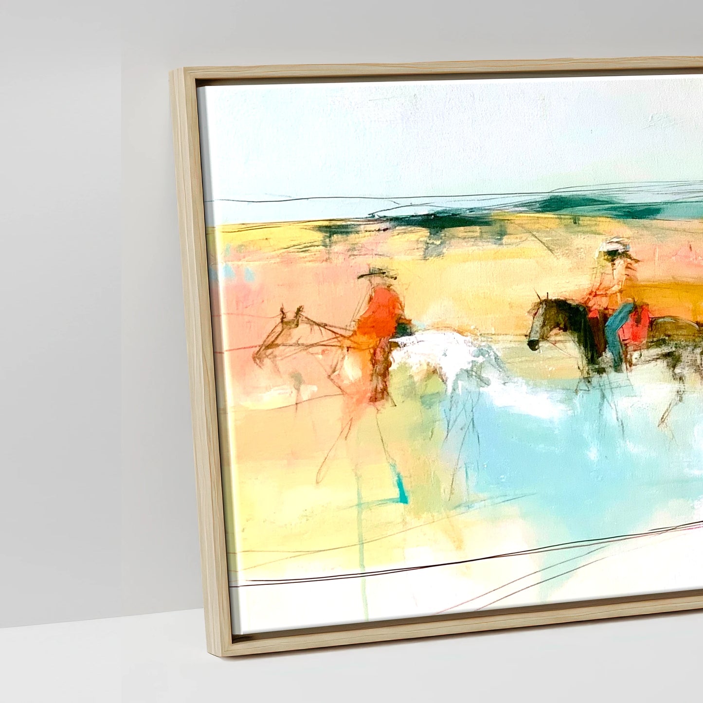 Vibrant Coastal Ride - artwork detail in a natural float frame