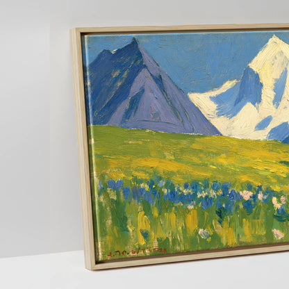 Vibrant Mountain Pasture - artwork detail in a natural float frame