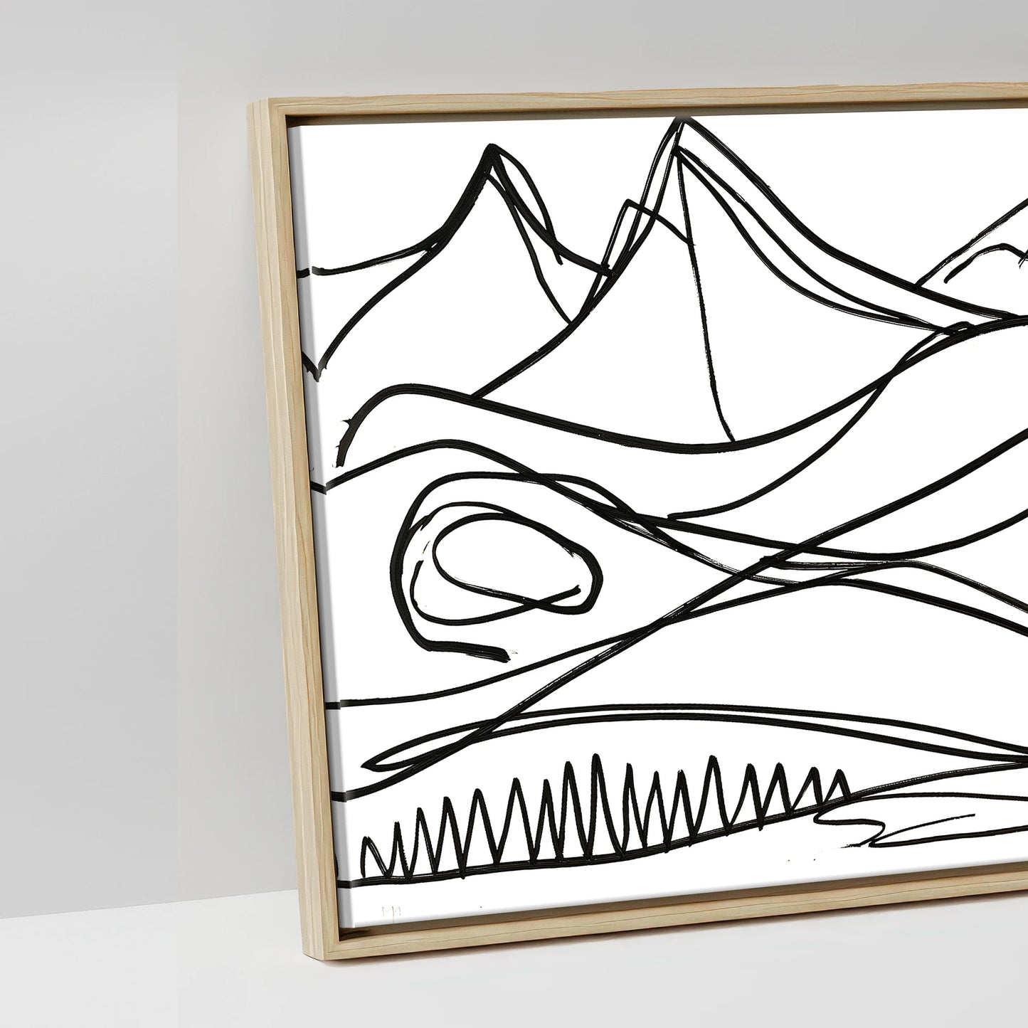 Bold Equine Contours - artwork detail in a natural float frame