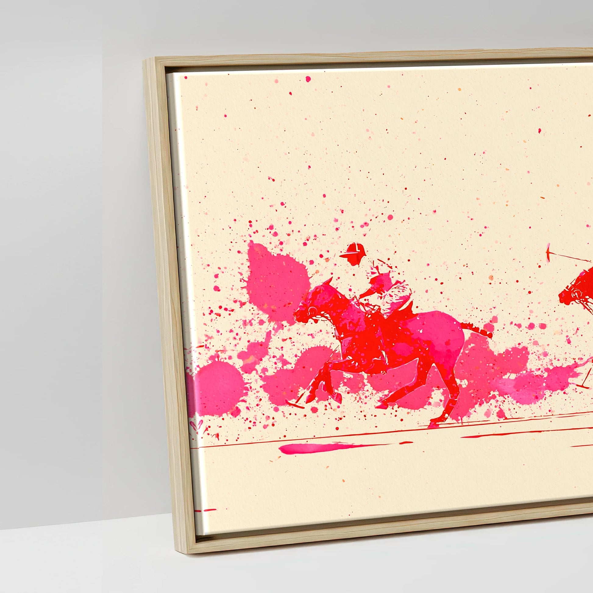 Vivid Polo Pursuit - artwork detail in a natural float frame