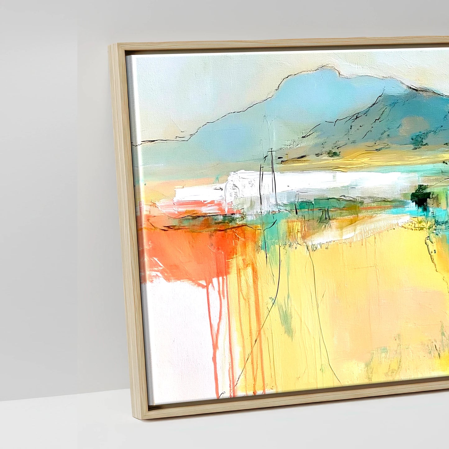 Vibrant Equine Horizon - artwork detail in a natural float frame