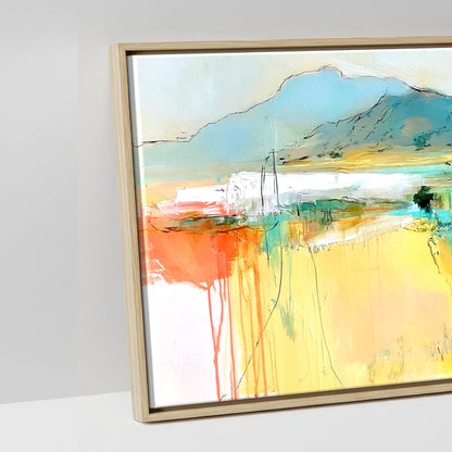 Vibrant Equine Horizon - artwork detail in a natural float frame