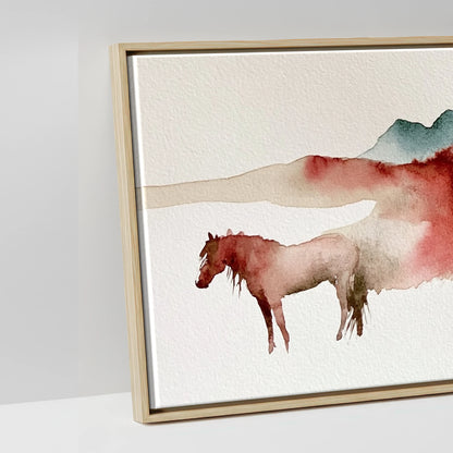 Crimson Ridge Horizon - artwork detail in a natural float frame