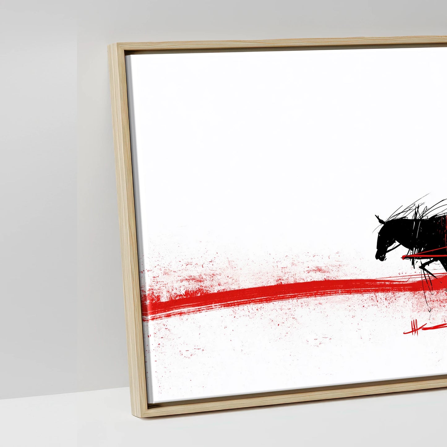 Crimson Traces - artwork detail in a natural float frame