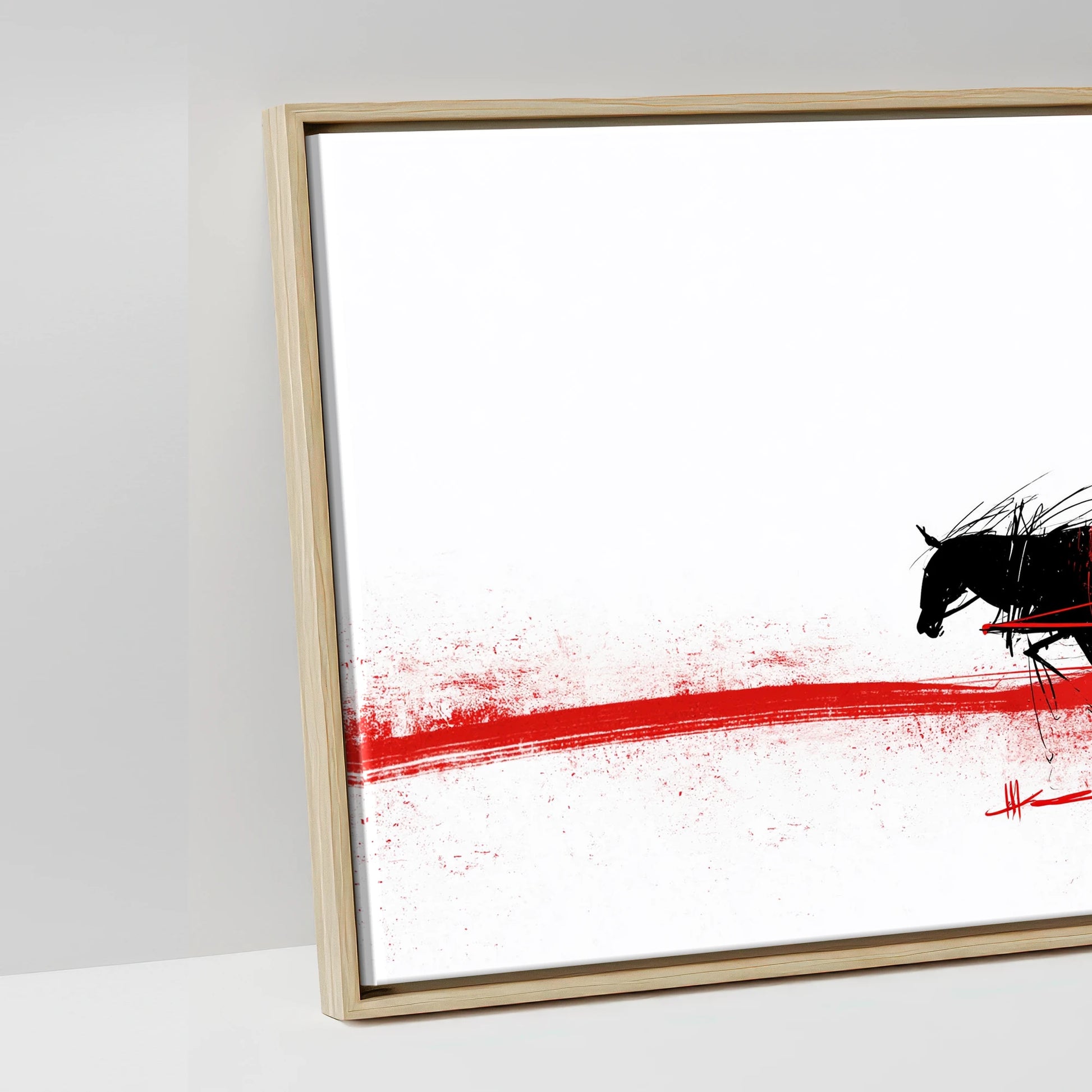 Crimson Traces - artwork detail in a natural float frame