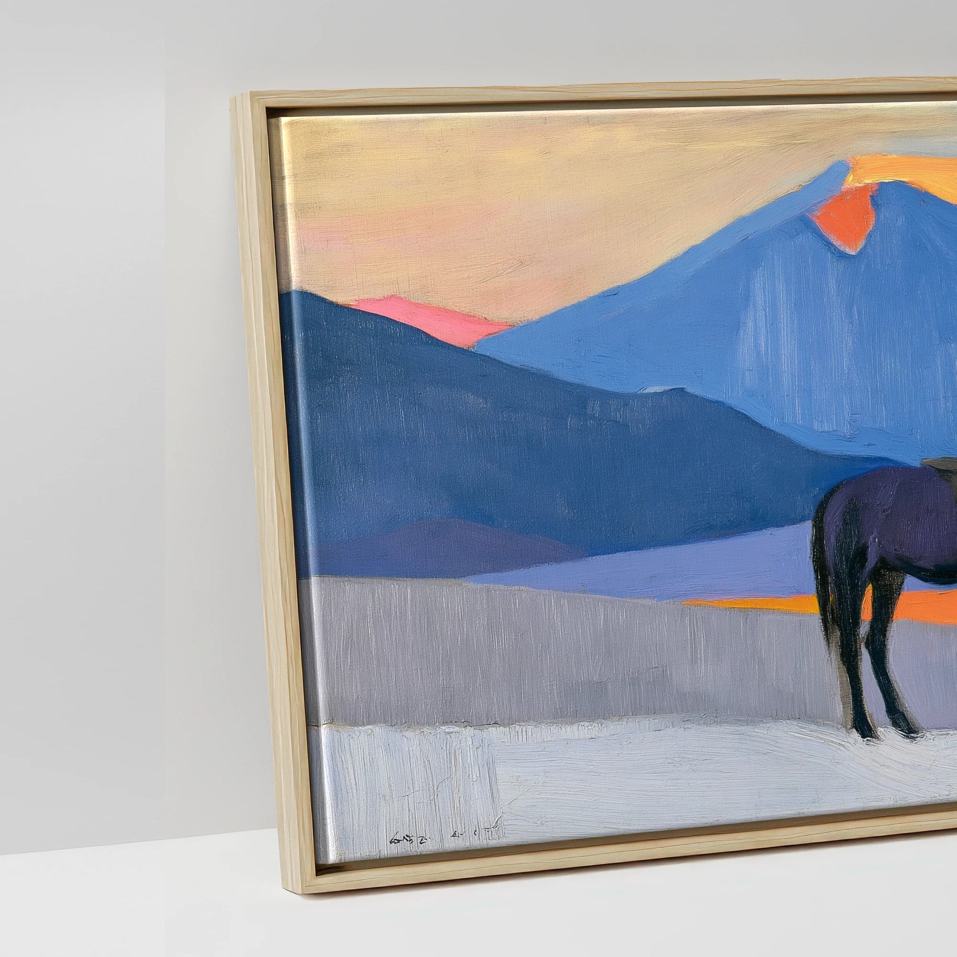 Vibrant Mountain Sentinel - artwork detail in a natural float frame