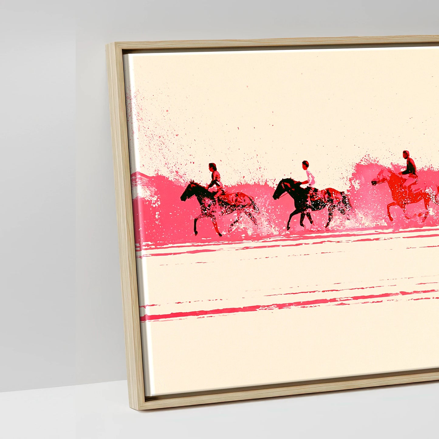 Magenta Surf Gallop - artwork detail in a natural float frame