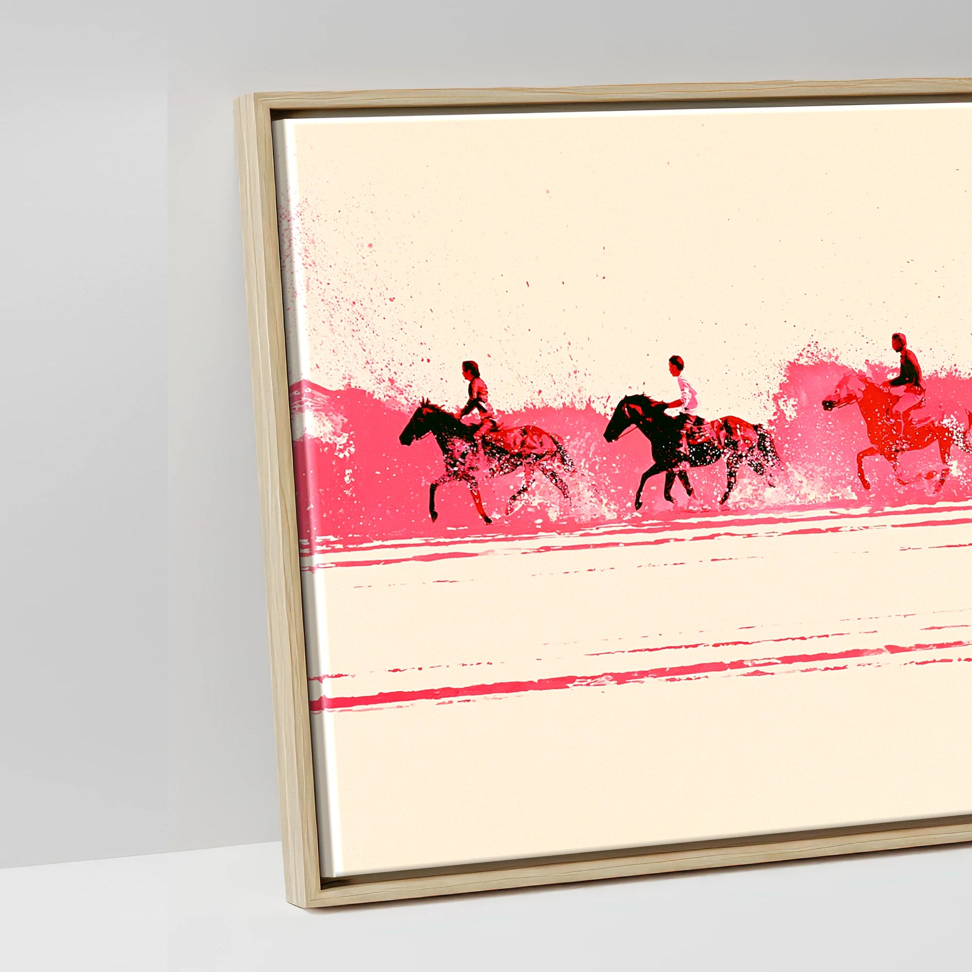 Magenta Surf Gallop - artwork detail in a natural float frame