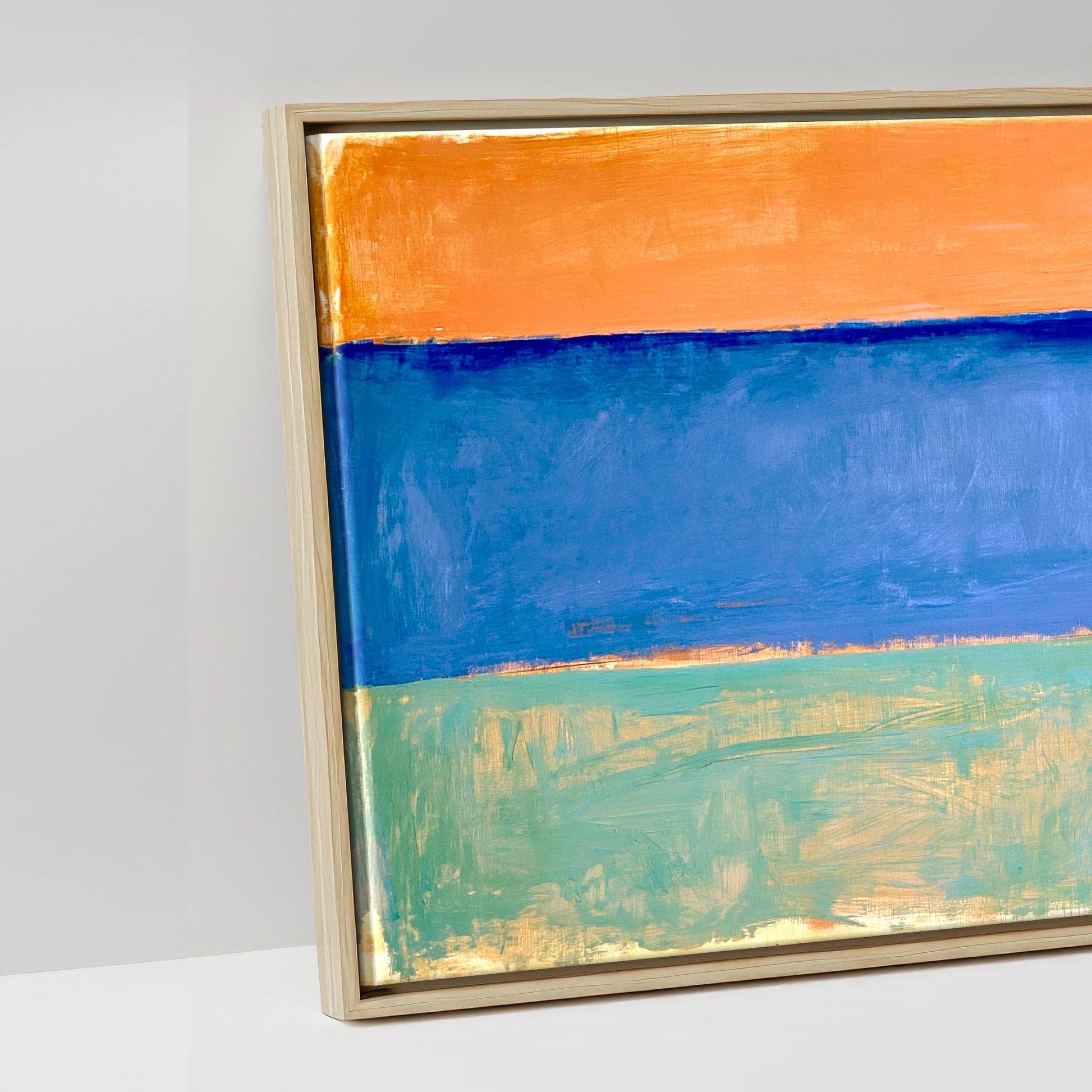 Coastal Pastures - artwork detail in a natural float frame