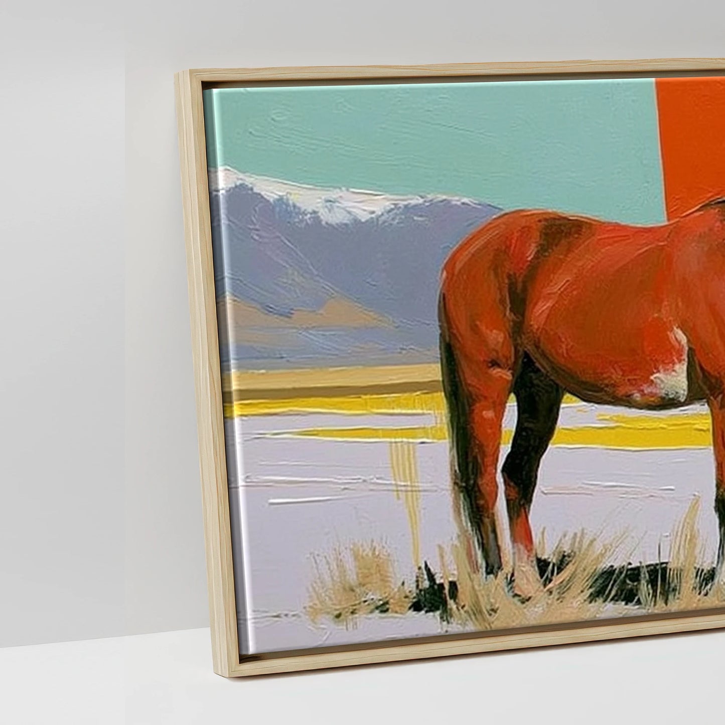 Painted High Country - artwork detail in a natural float frame