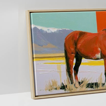 Painted High Country - artwork detail in a natural float frame