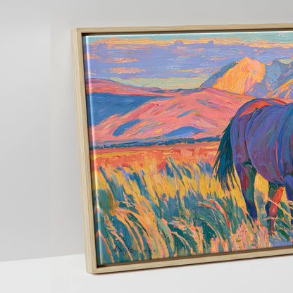 Vibrant High Country Grazing - artwork detail in a natural float frame