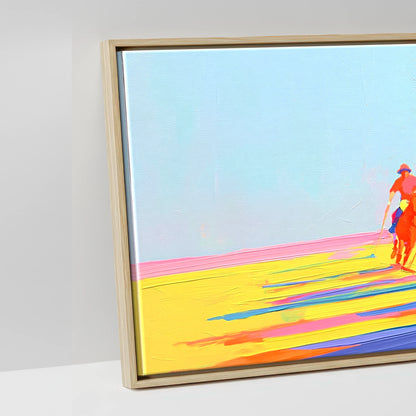 Technicolour Polo Charge - artwork detail in a natural float frame