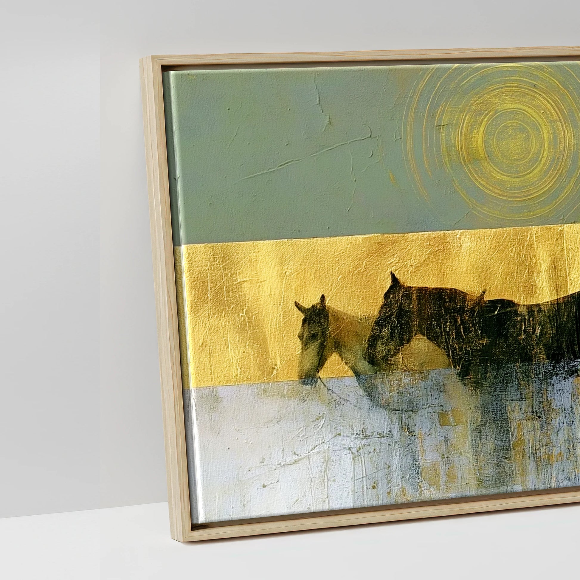 The Gilded String - artwork detail in a natural float frame