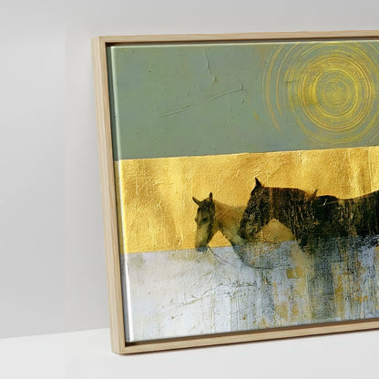 The Gilded String - artwork detail in a natural float frame