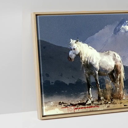 Mountain Solitude - artwork detail in a natural float frame
