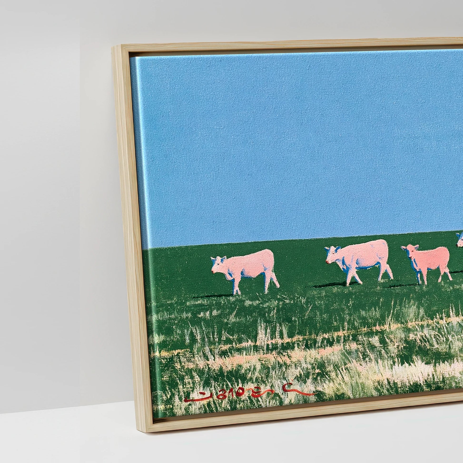 Big Sky Drover - artwork detail in a natural float frame