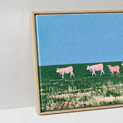 Big Sky Drover - artwork detail in a natural float frame