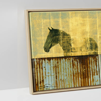 Golden Yard Watch - artwork detail in a natural float frame