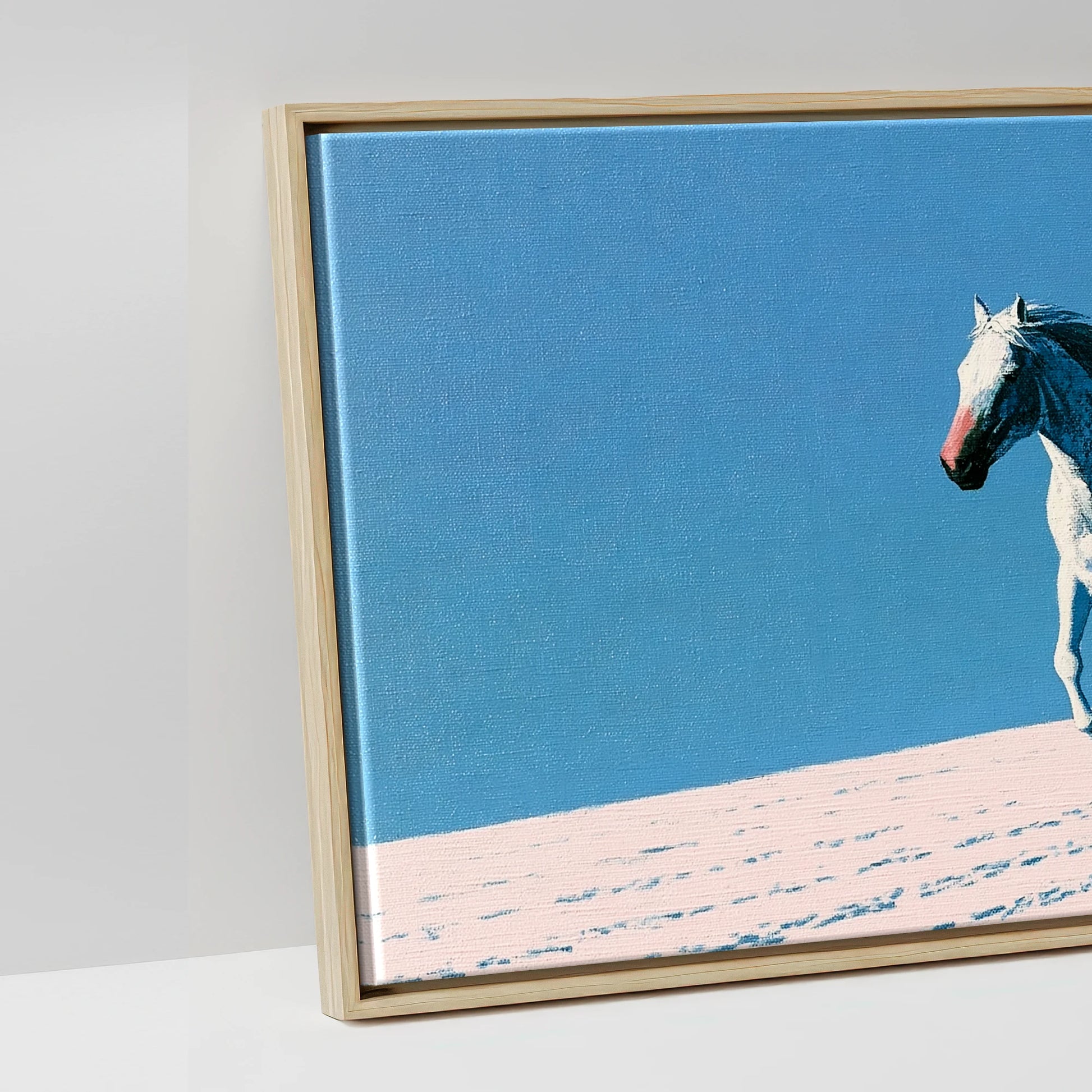 Azure Winter Gallop - artwork detail in a natural float frame