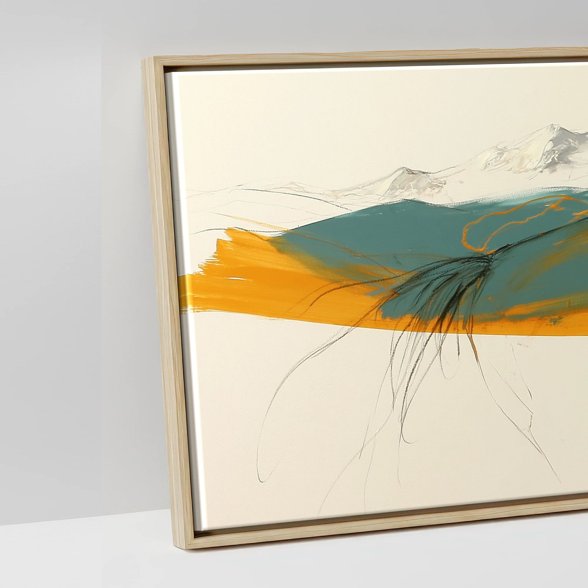 Amber Mountain Horizon - artwork detail in a natural float frame