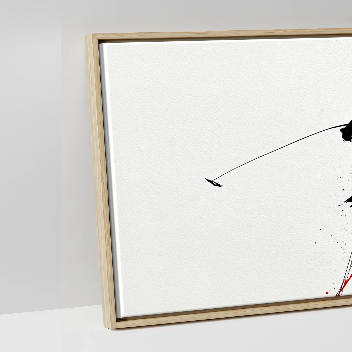 Crimson Polo Pursuit - artwork detail in a natural float frame