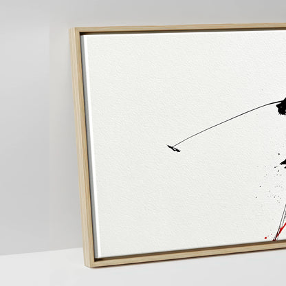 Crimson Polo Pursuit - artwork detail in a natural float frame