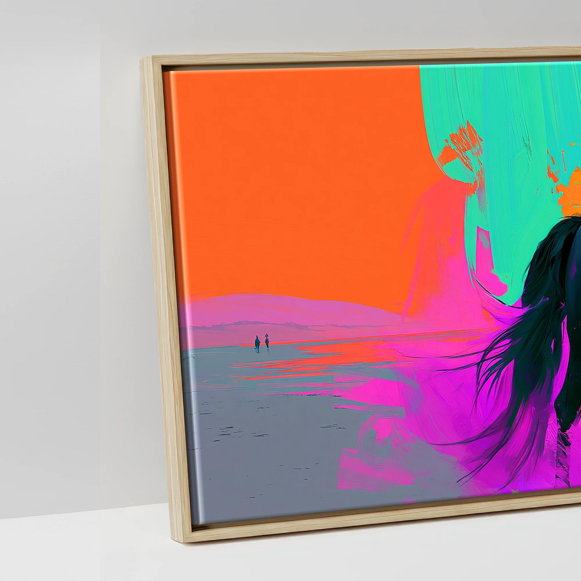 Electric Equine Horizon - artwork detail in a natural float frame