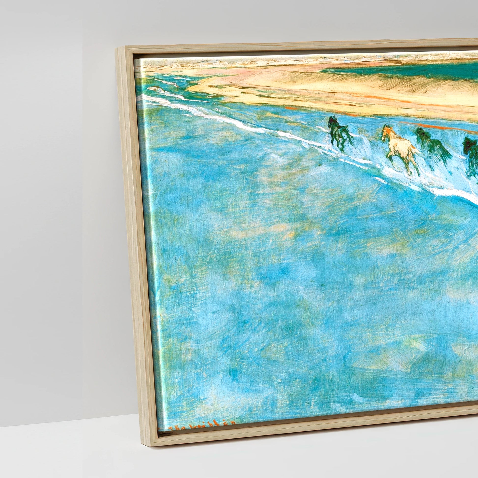 Azure Surf Gallop - artwork detail in a natural float frame