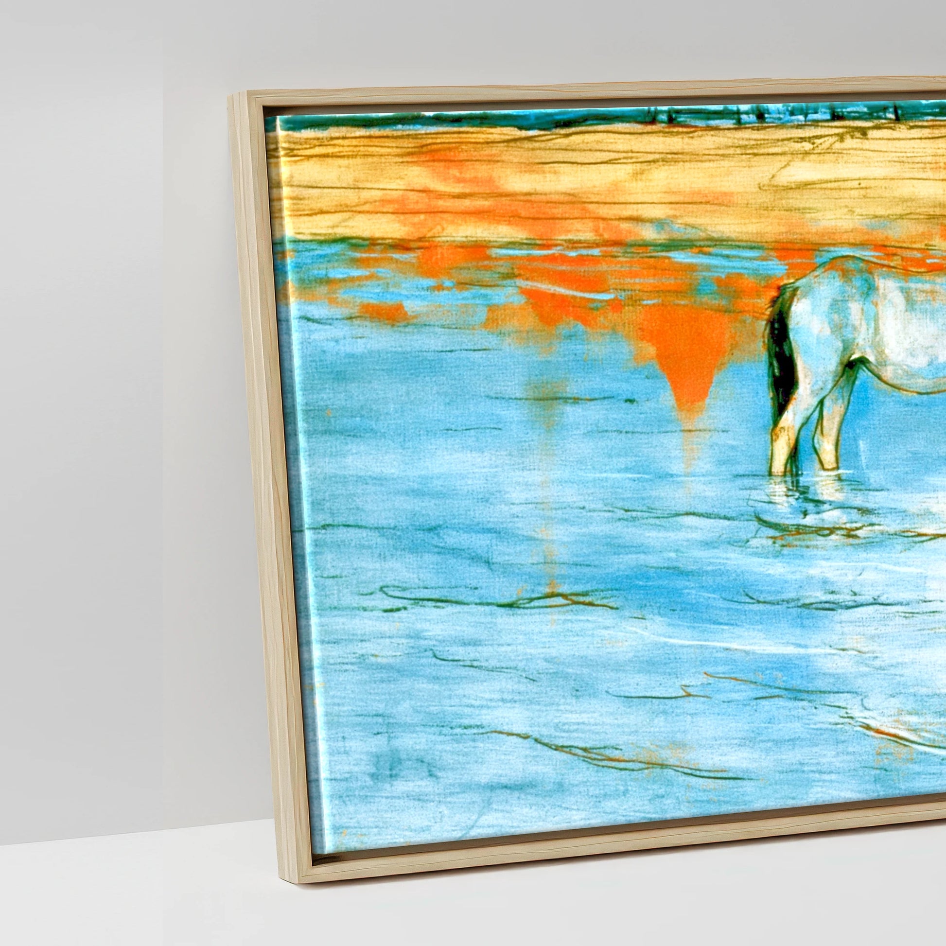 Cerulean Shoreline Greys - artwork detail in a natural float frame