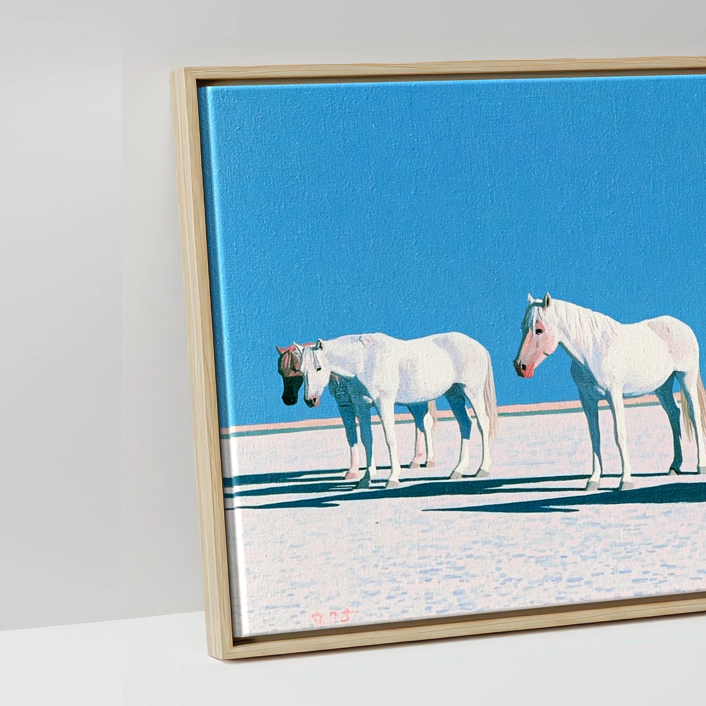 Silent Greys Beneath Azure - artwork detail in a natural float frame