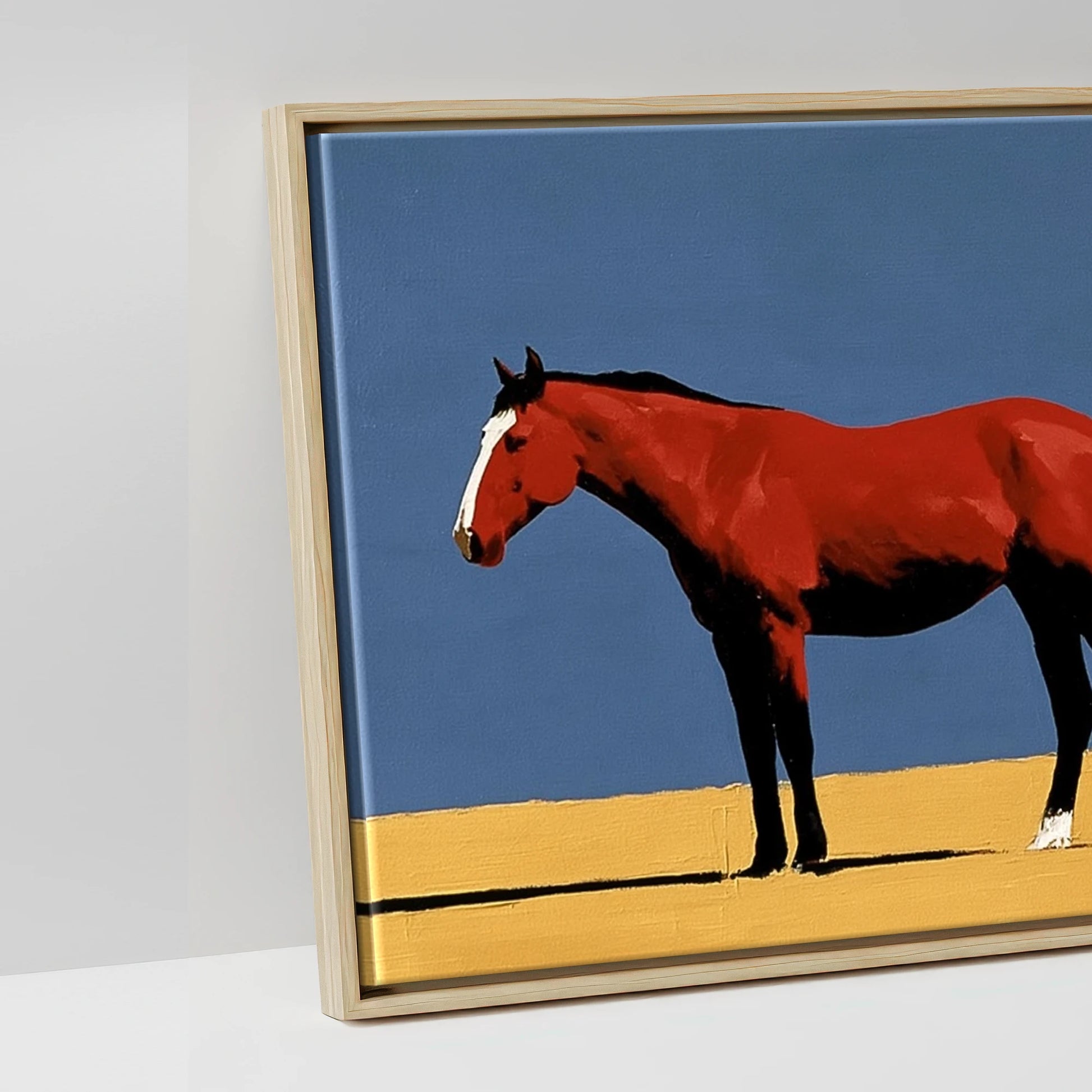 Scarlet Stallion Alpine Ridge - artwork detail in a natural float frame