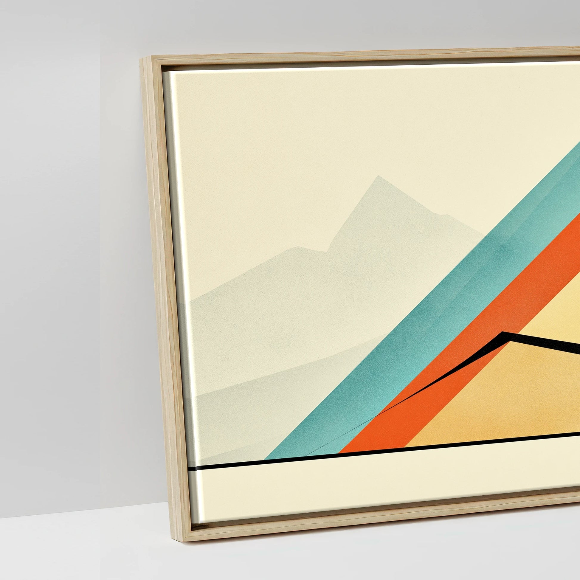 Geometric Equine Horizon - artwork detail in a natural float frame