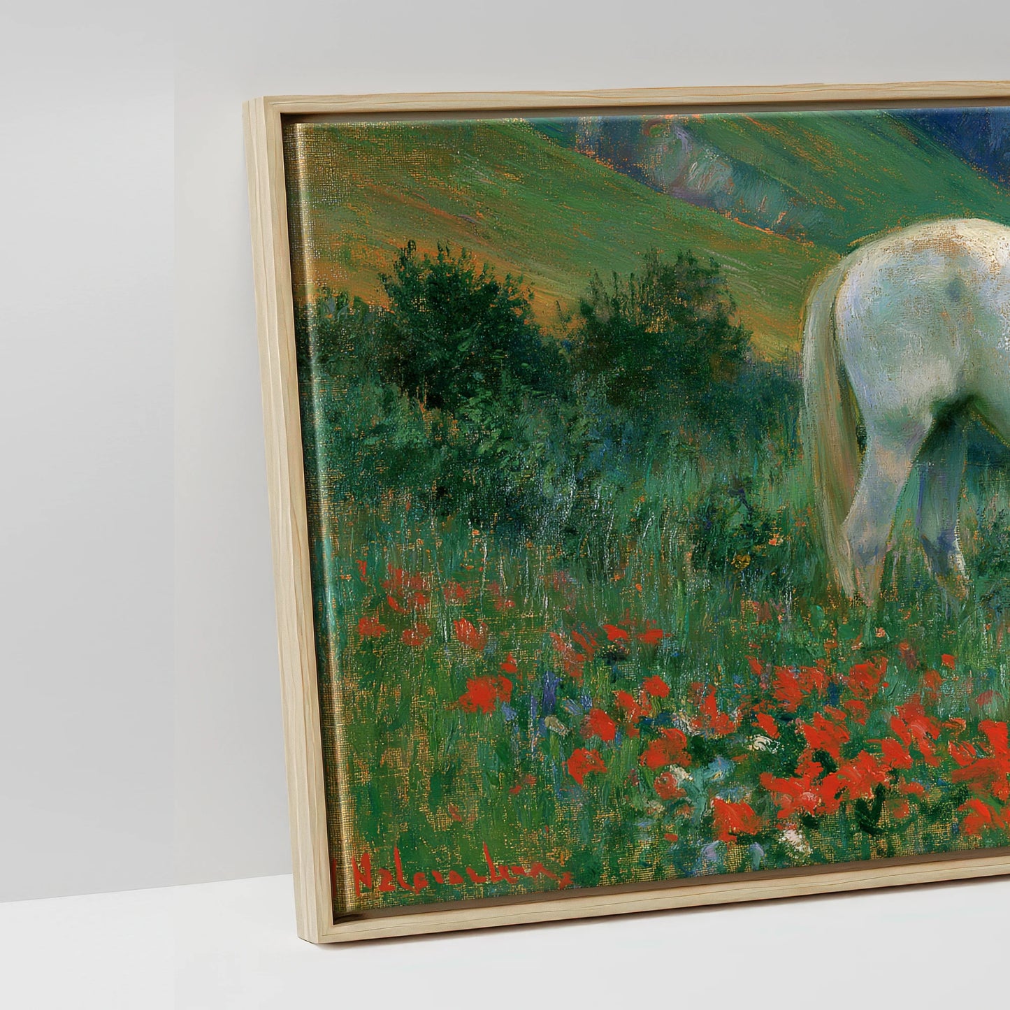Summer Valley Grazing - artwork detail in a natural float frame