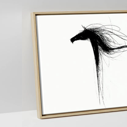 Crimson Streak Equines - artwork detail in a natural float frame