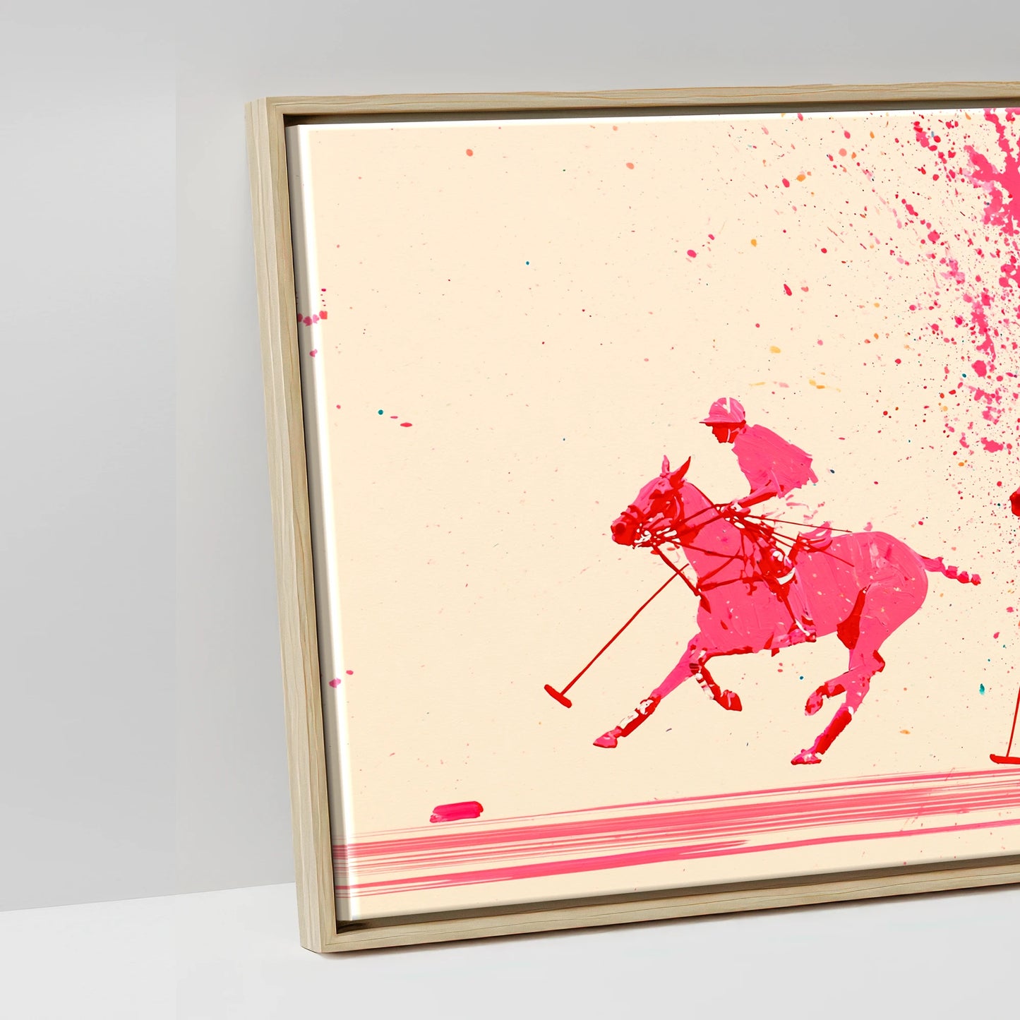 Magenta Polo Rush - artwork detail in a natural float frame