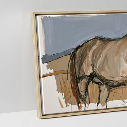 Grazing Below the Peaks - artwork detail in a natural float frame