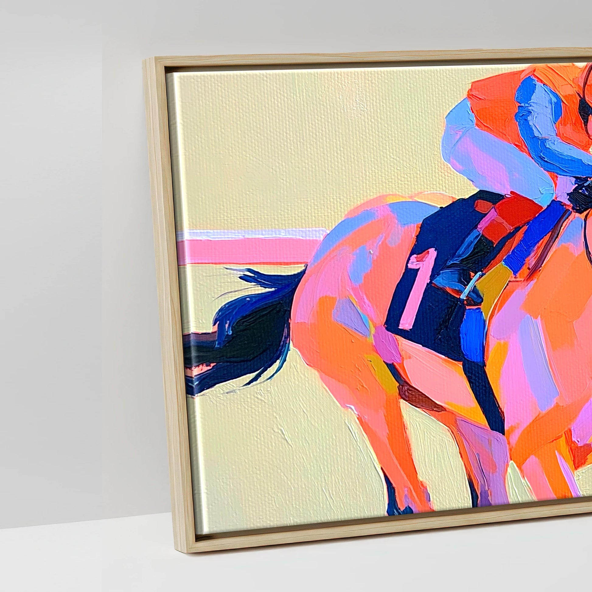 Vivid Finish Line - artwork detail in a natural float frame