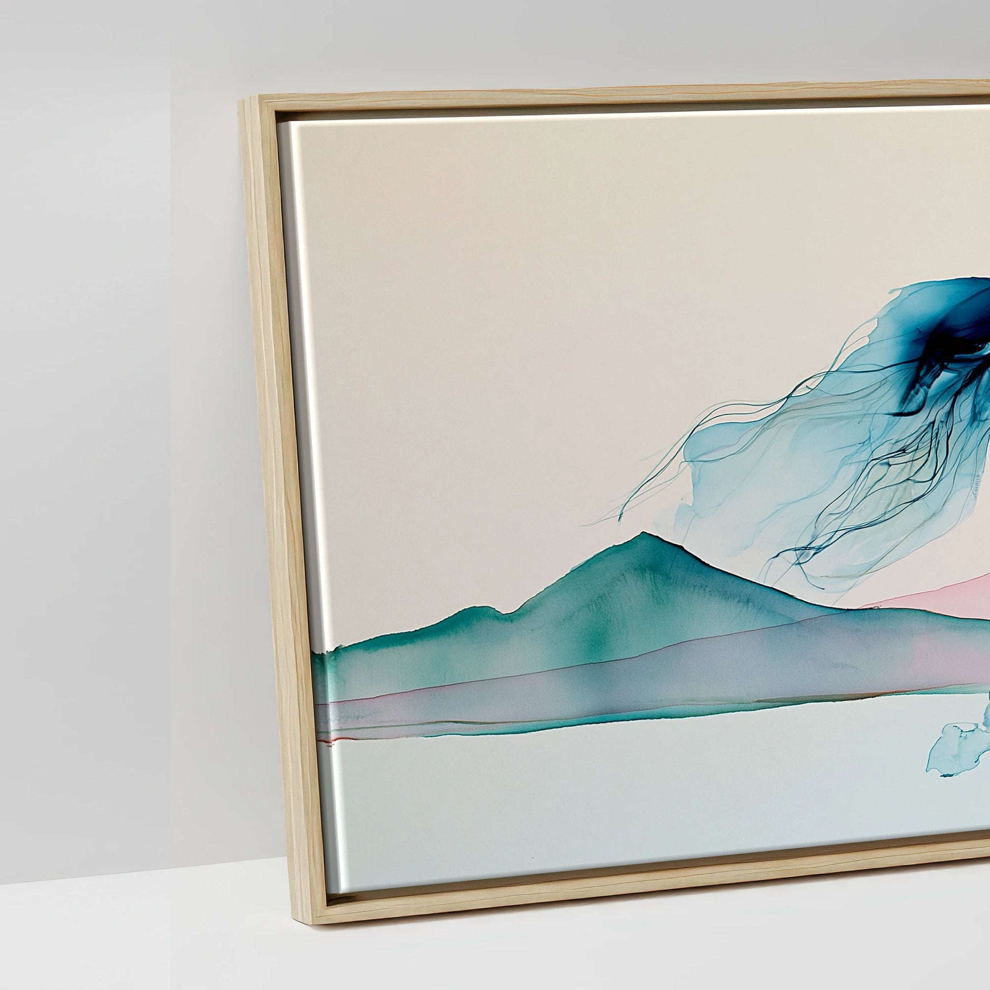 Ethereal Blue Stride - artwork detail in a natural float frame
