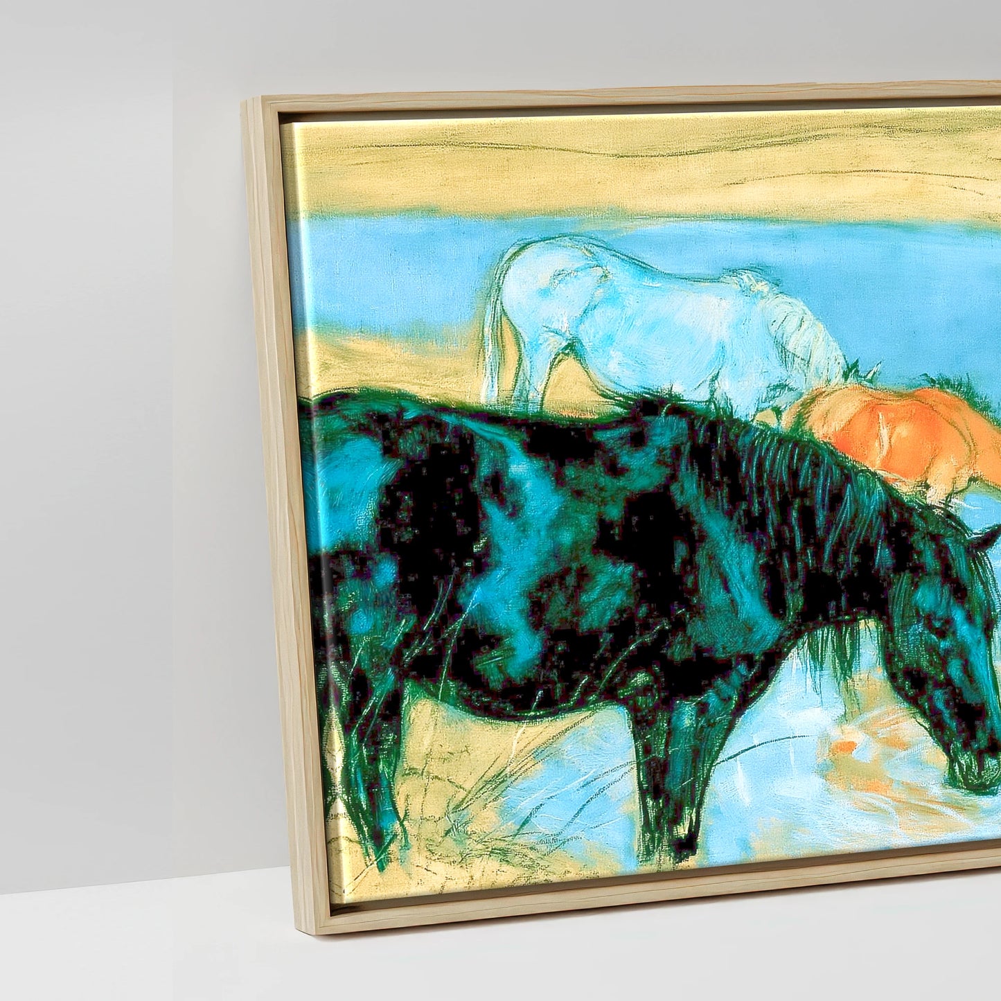 The Cerulean Stream - artwork detail in a natural float frame