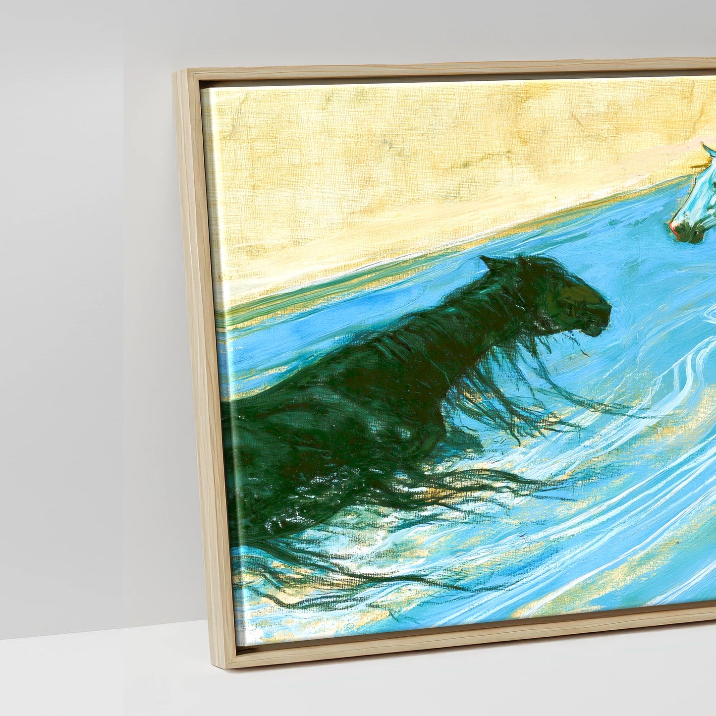 The Azure Crossing - artwork detail in a natural float frame
